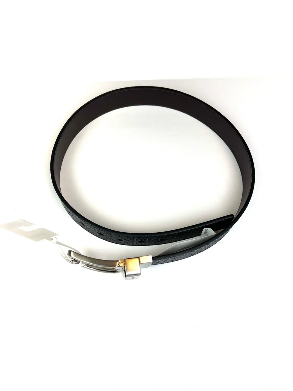 Calvin Klein Men's Micro Logo Strap Reversible Casual Belt Black Size S (30-32)